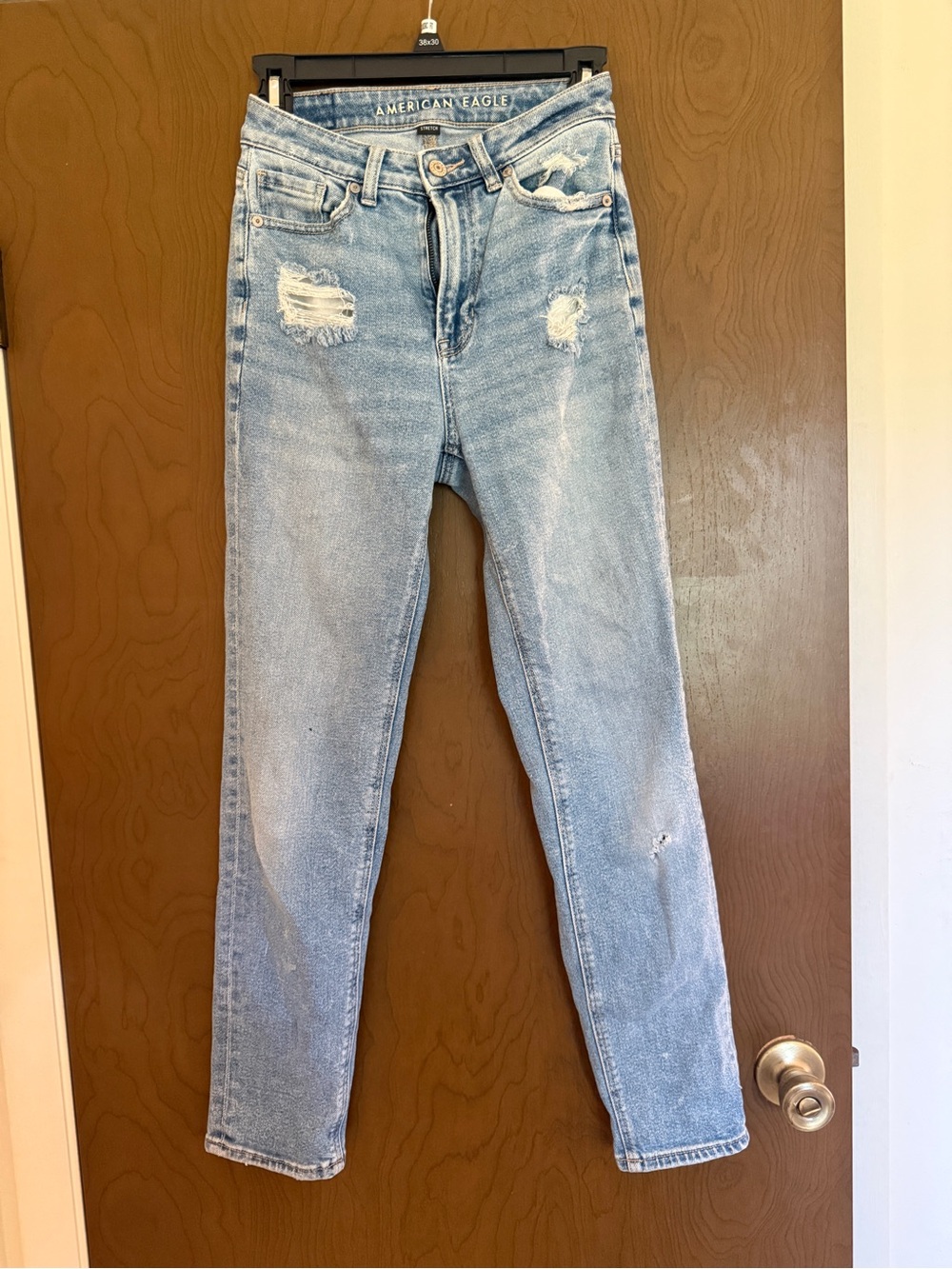 American Eagle Mom Straight Jeans Size 00 Distressed High Rise Tapered Retro 80s